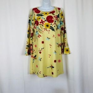 Ces Femme knit floral bell sleeve minidress M